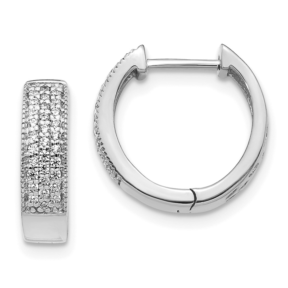 14k White Gold Diamond Hinged Hoop Earrings