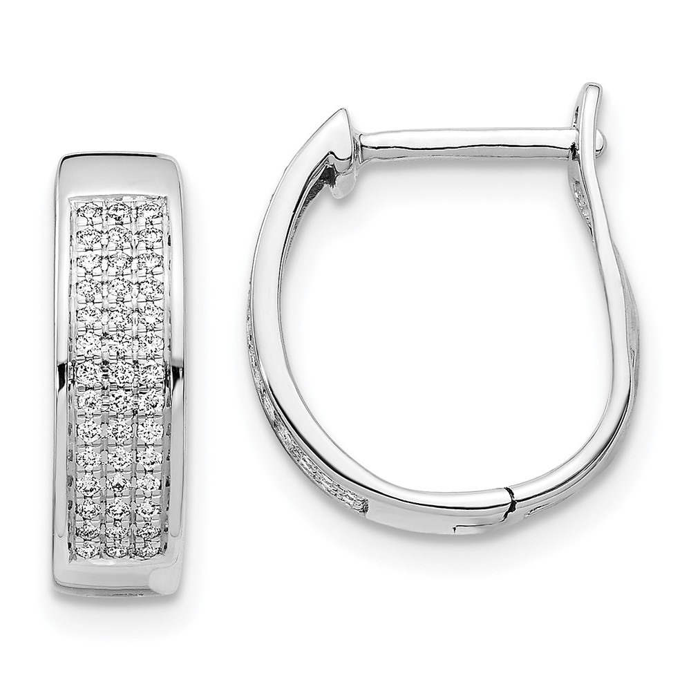 14k White Gold Diamond Hinged Oval Hoop Earrings