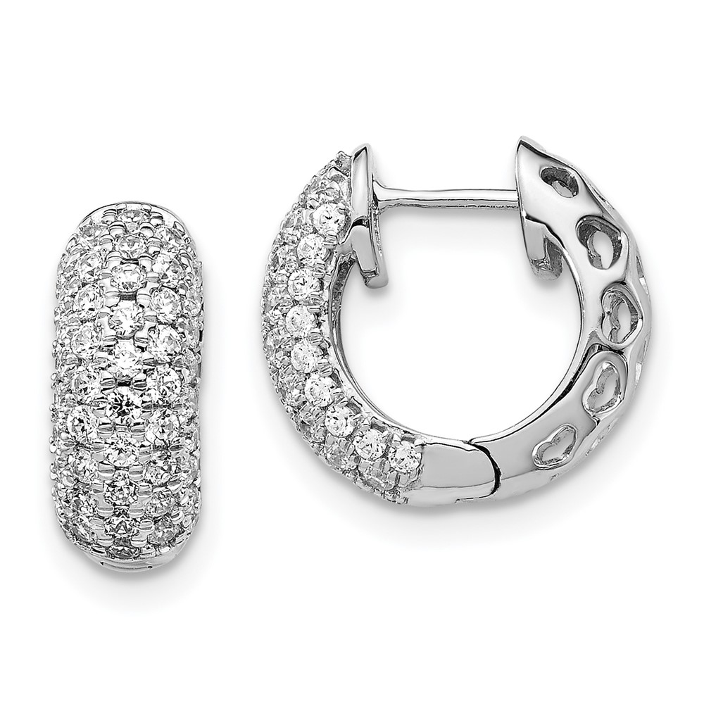 14k White Gold Diamond Hinged Hoop Earrings