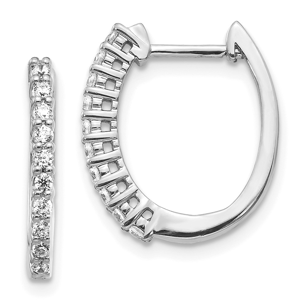 14k White Gold Diamond Hinged Hoop Earrings