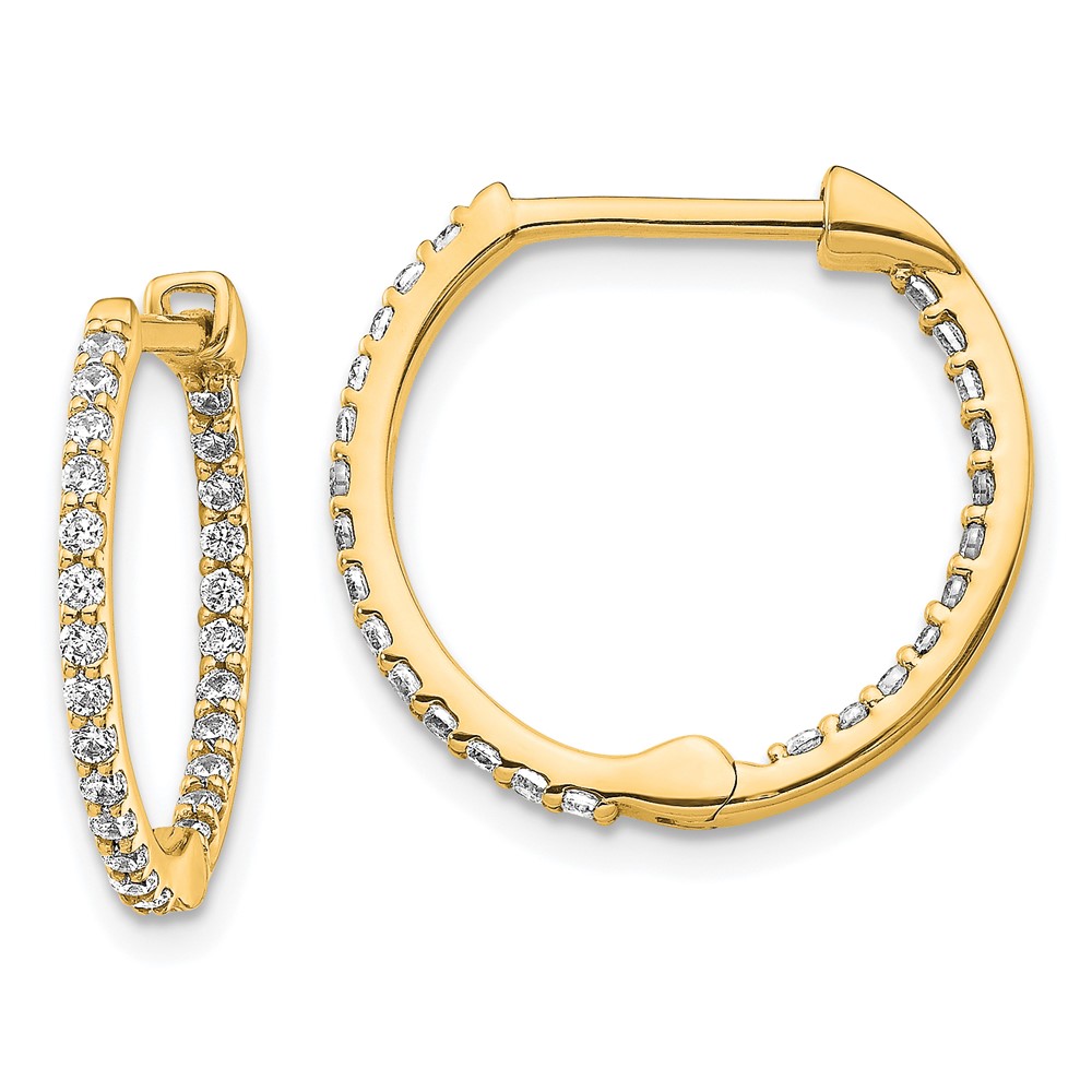 14k Diamond In/Out Hinged Hoop Earrings