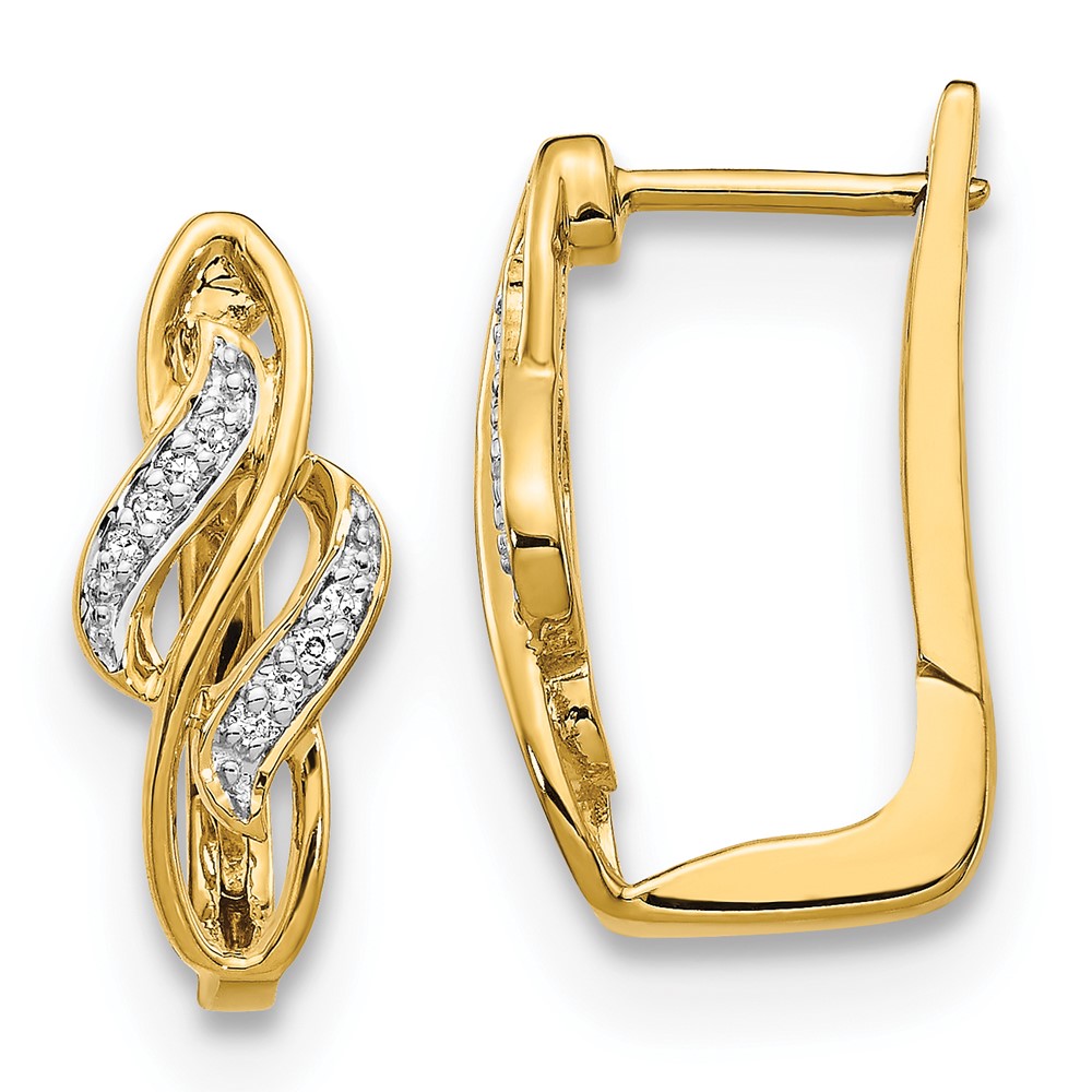 14k Diamond Hinged Hoop Earrings