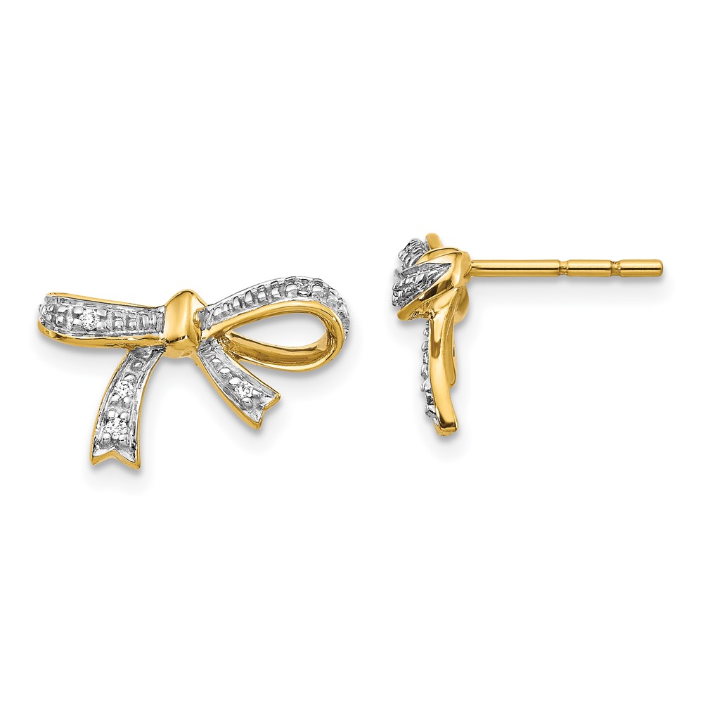 14k Diamond Bow Post Earrings