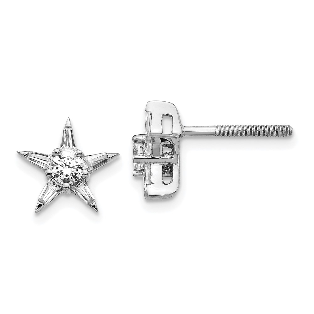 14k White Gold Diamond Star Shaped Earrings