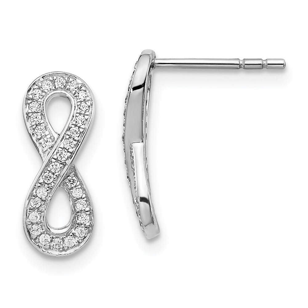 14k White Gold Diamond Infinity Earrings