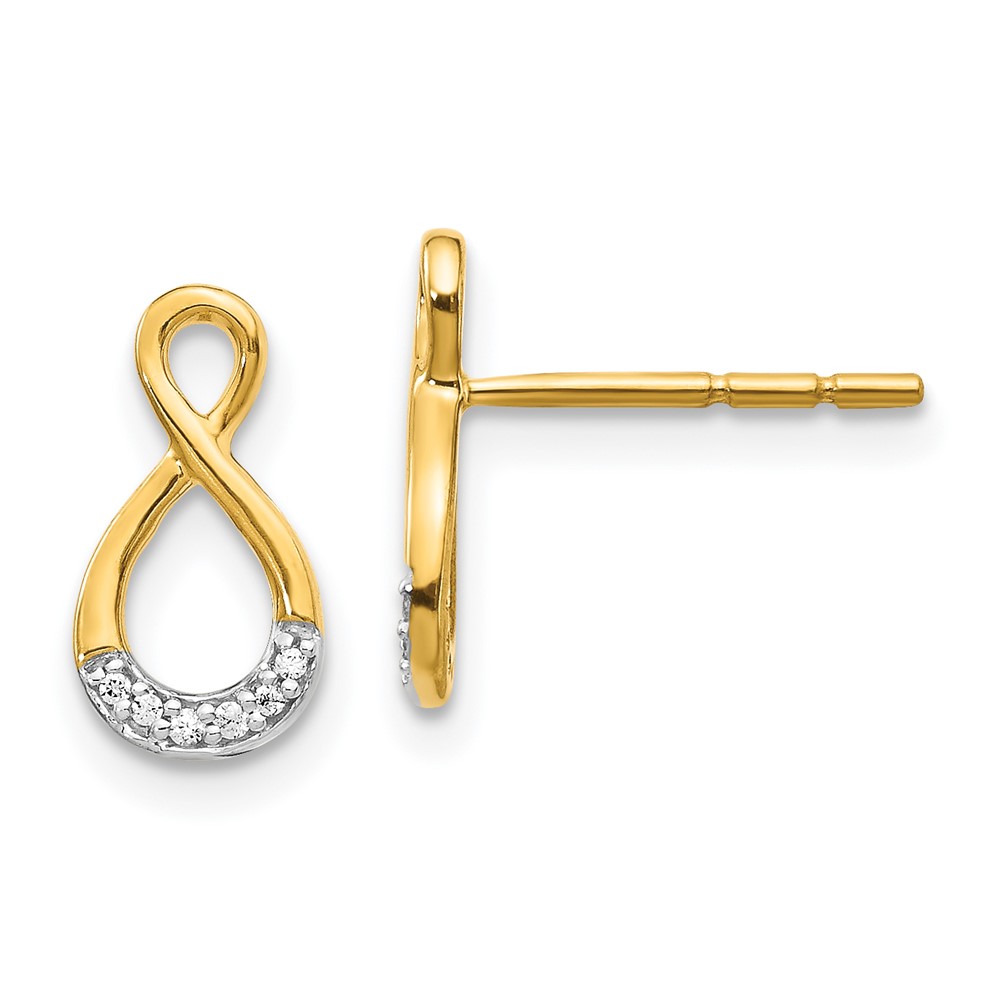 14k and Rhodium Diamond Twisted Post Earrings