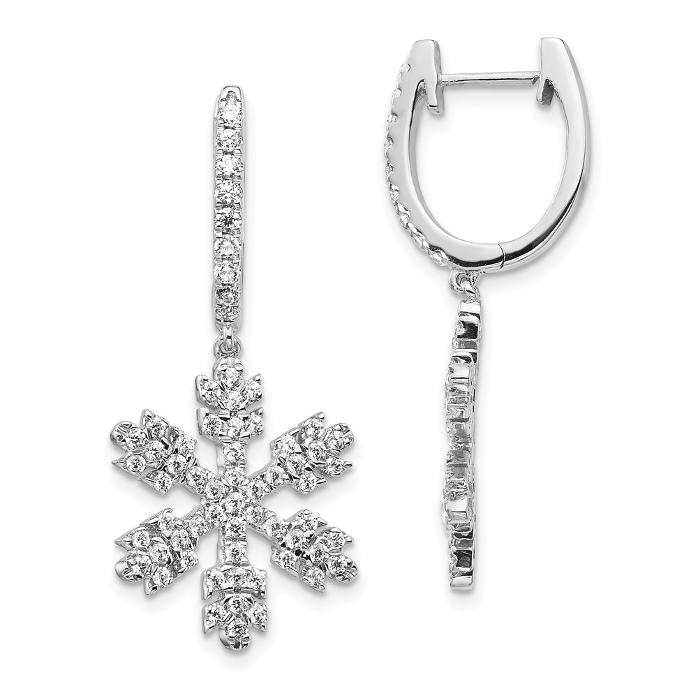 14k White Gold Diamond Snowflake Earrings