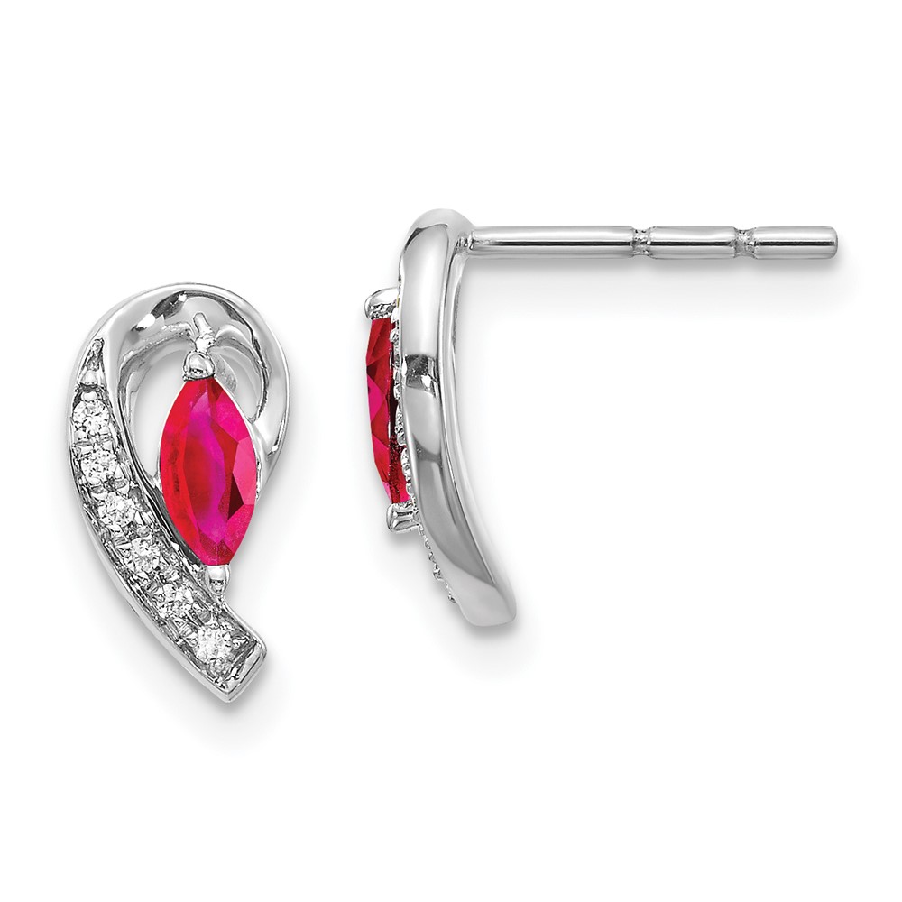 10k White Gold Diamond and Ruby Earrings