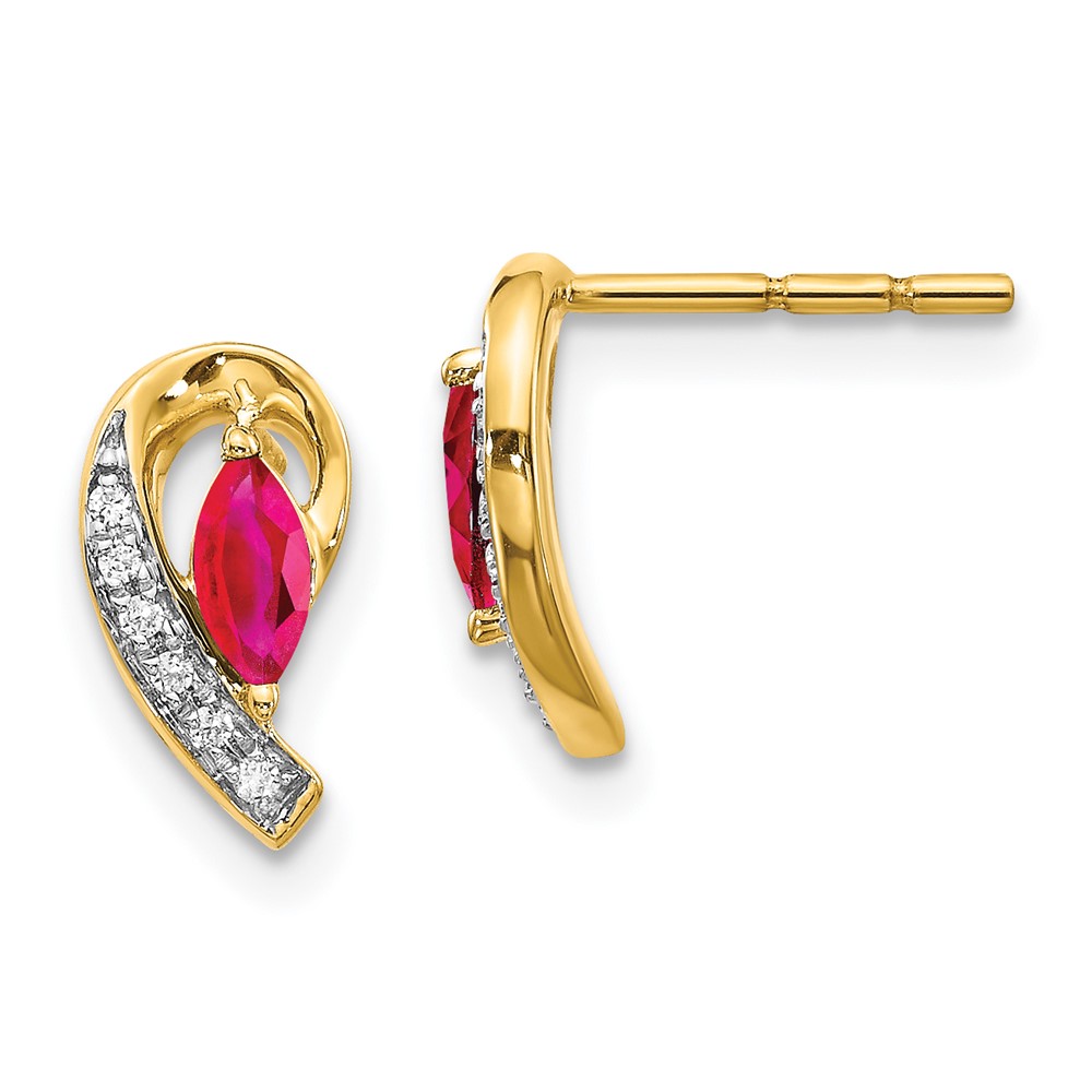 10k Diamond and Ruby Earrings