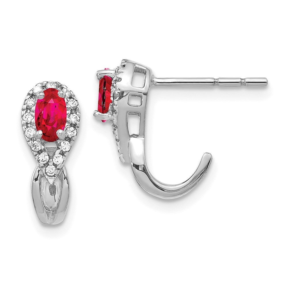 14k White Gold Diamond and Ruby Earrings