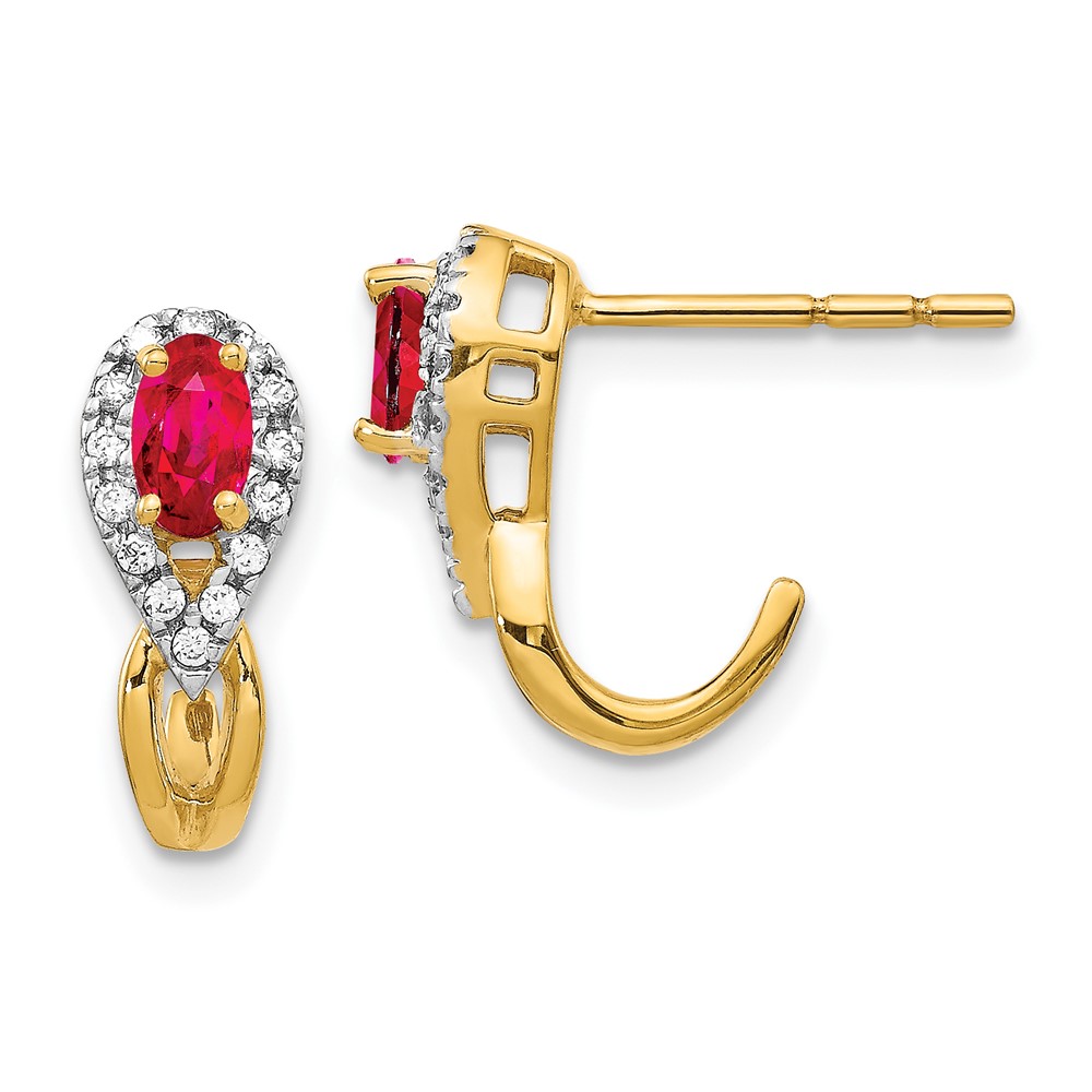 14k Diamond and Ruby Earrings