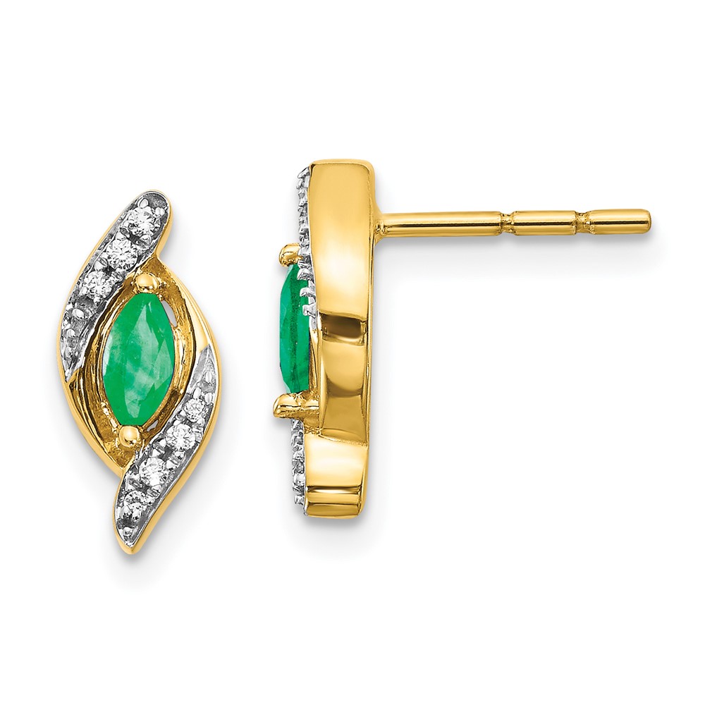 10k 1/15Ct Diamond and Emerald Earrings