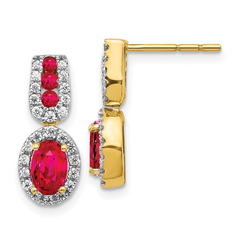 14k Yellow Gold Diamond and Ruby Earrings