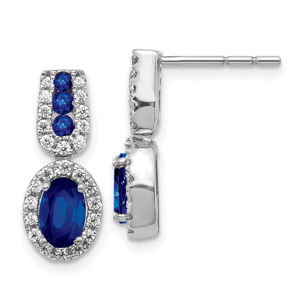 14k White Gold Diamond and Sapphire Post Earrings