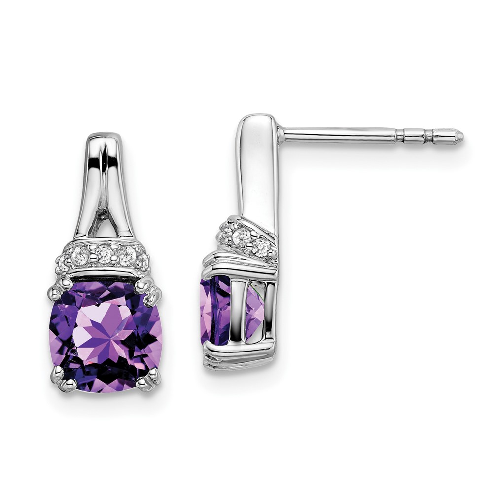 10k White Gold Amethyst and Diamond Earrings