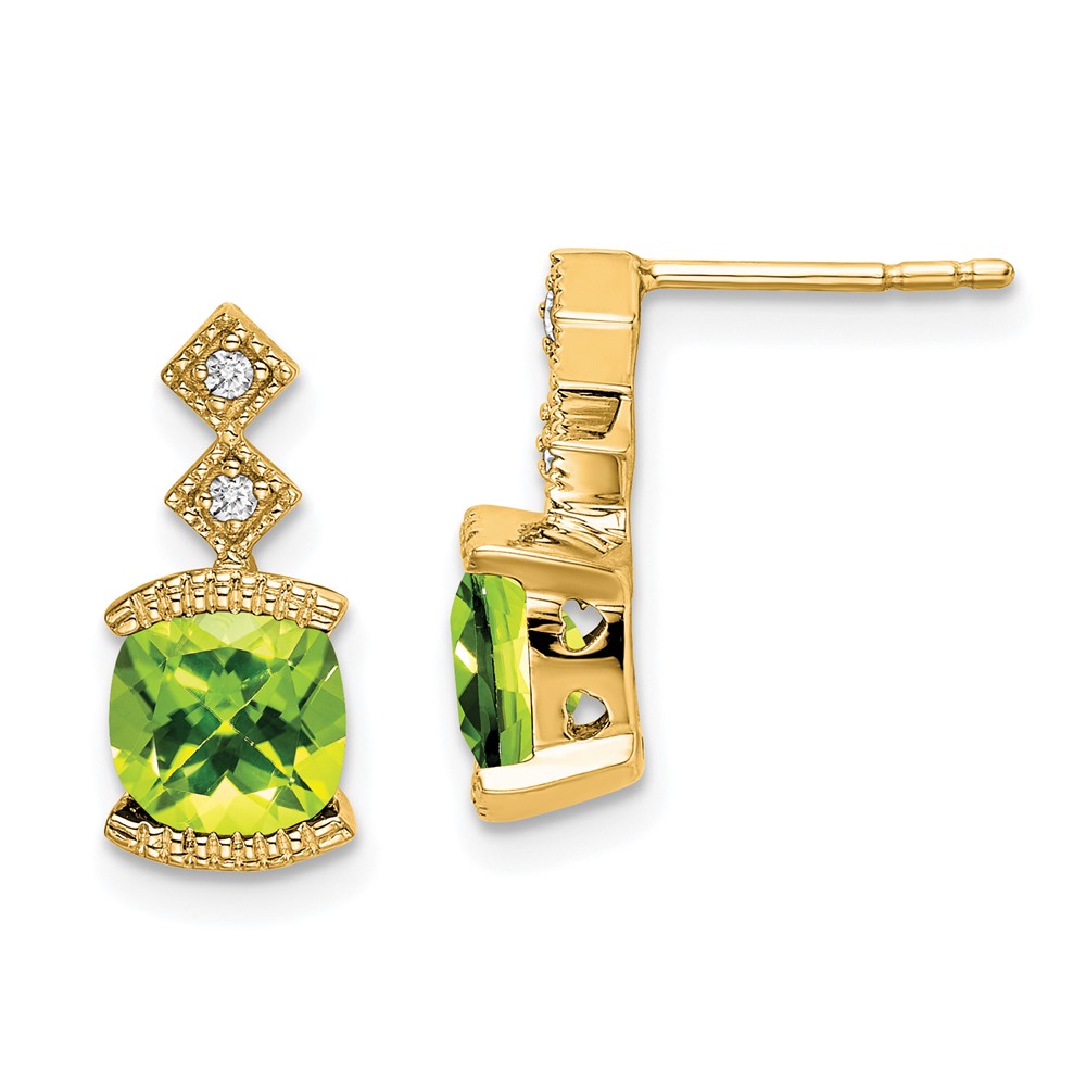 14k Peridot and Diamond Earrings