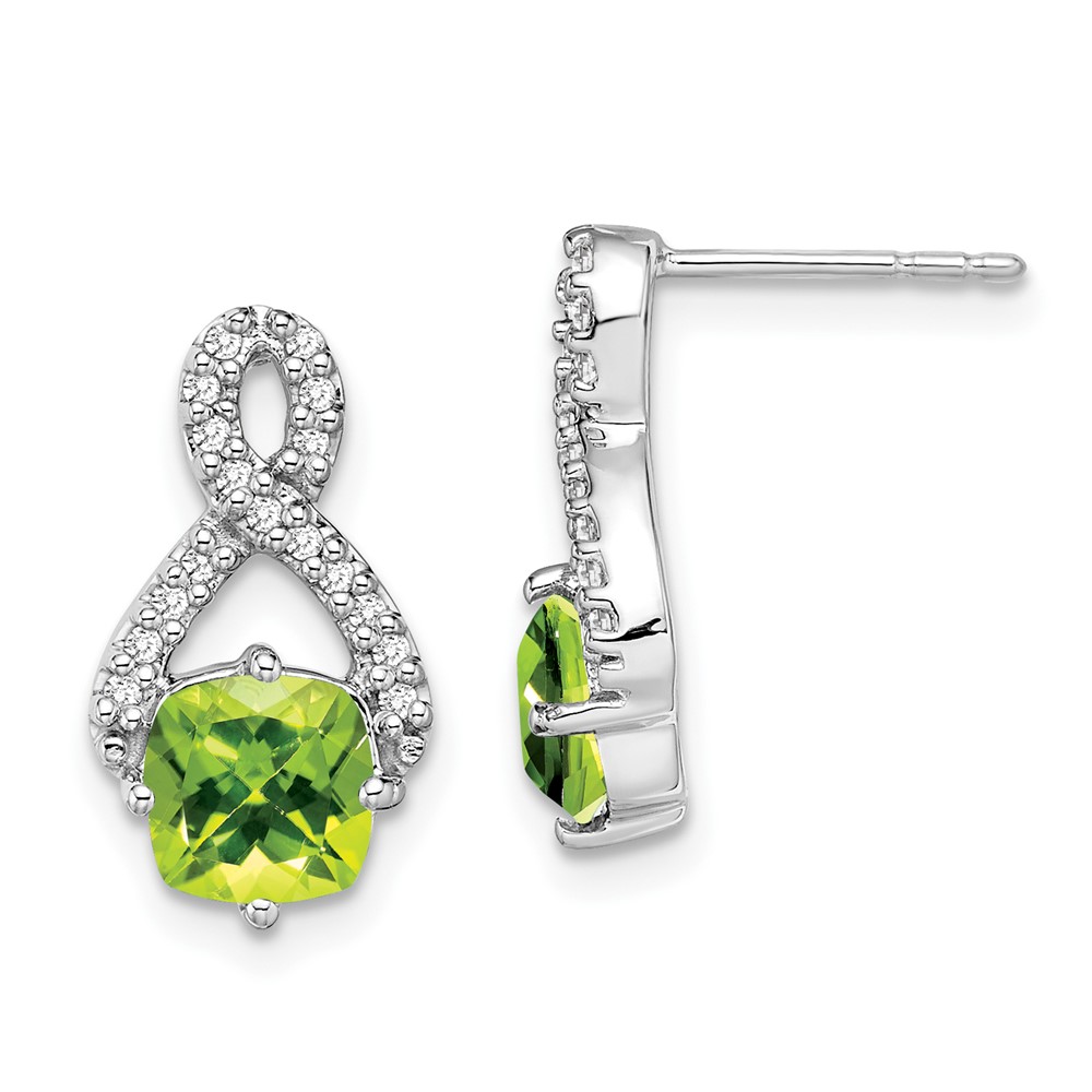 14k White Gold Peridot and Diamond Earrings