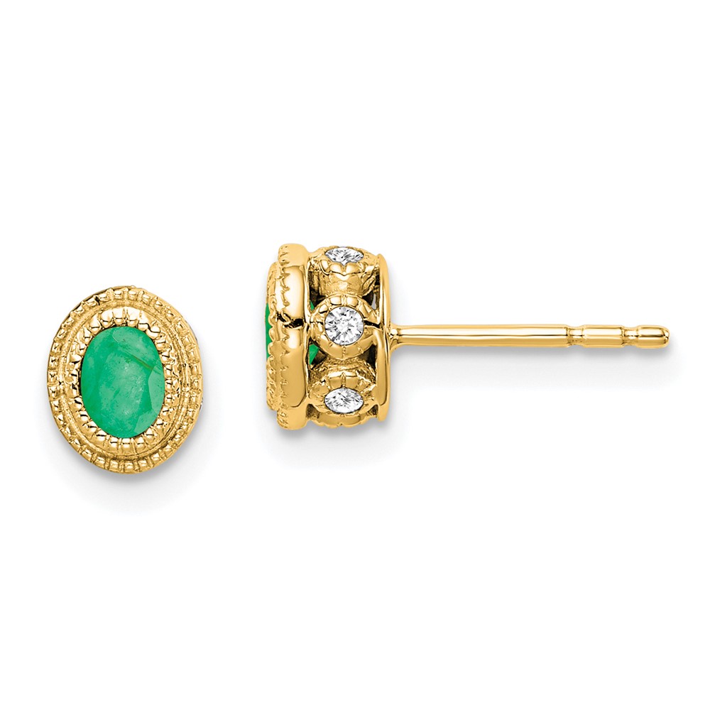 14k Emerald and Diamond Earrings