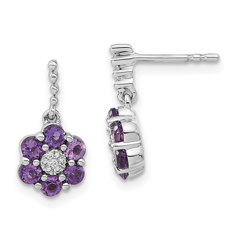 14k White Gold Amethyst and Diamond Earrings