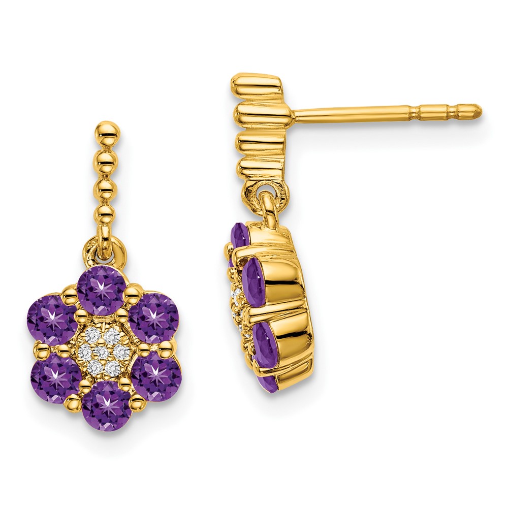 14k Amethyst and Diamond Earrings