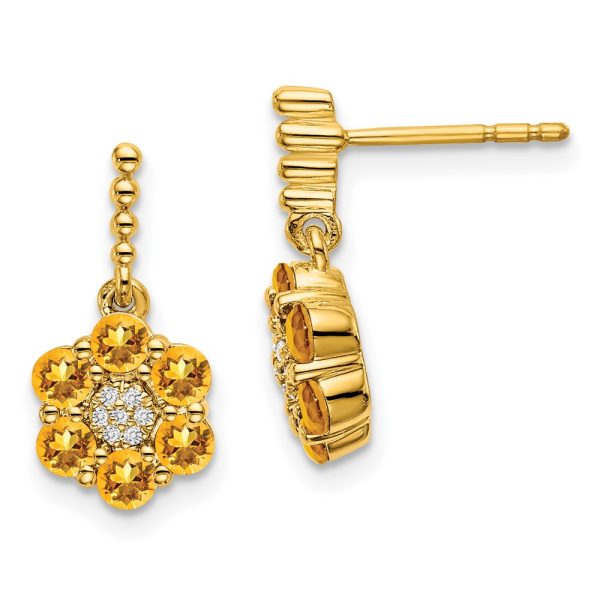 14k Citrine and Diamond Earrings