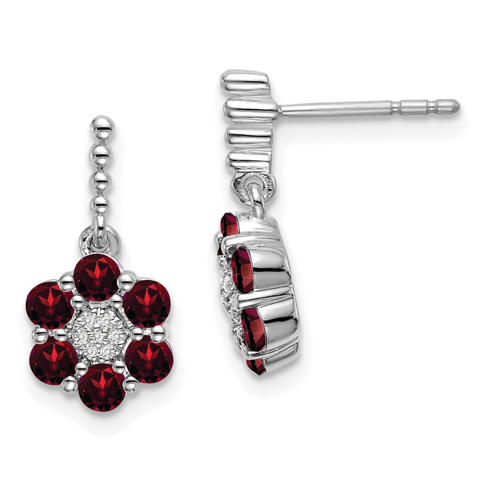 14k White Gold Garnet and Diamond Earrings