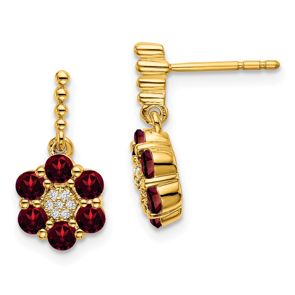 14k Garnet and Diamond Earrings