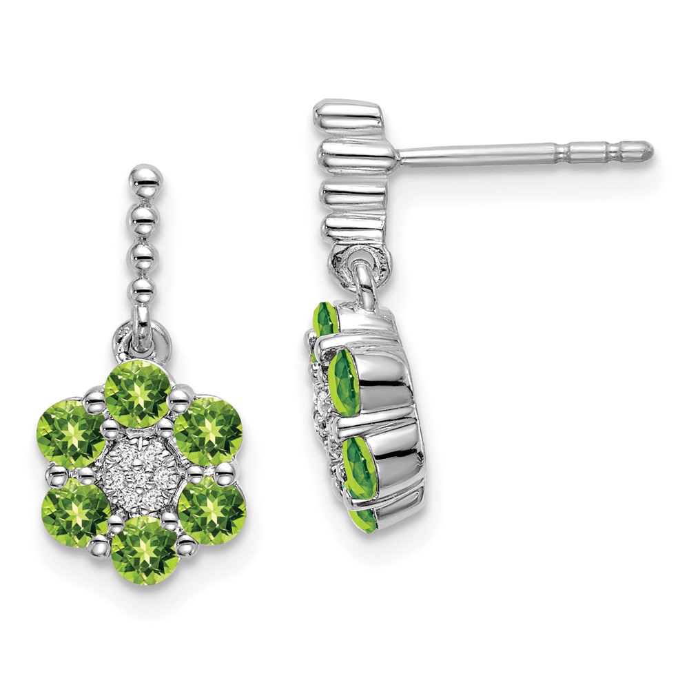 14k White Gold Peridot and Diamond Earrings