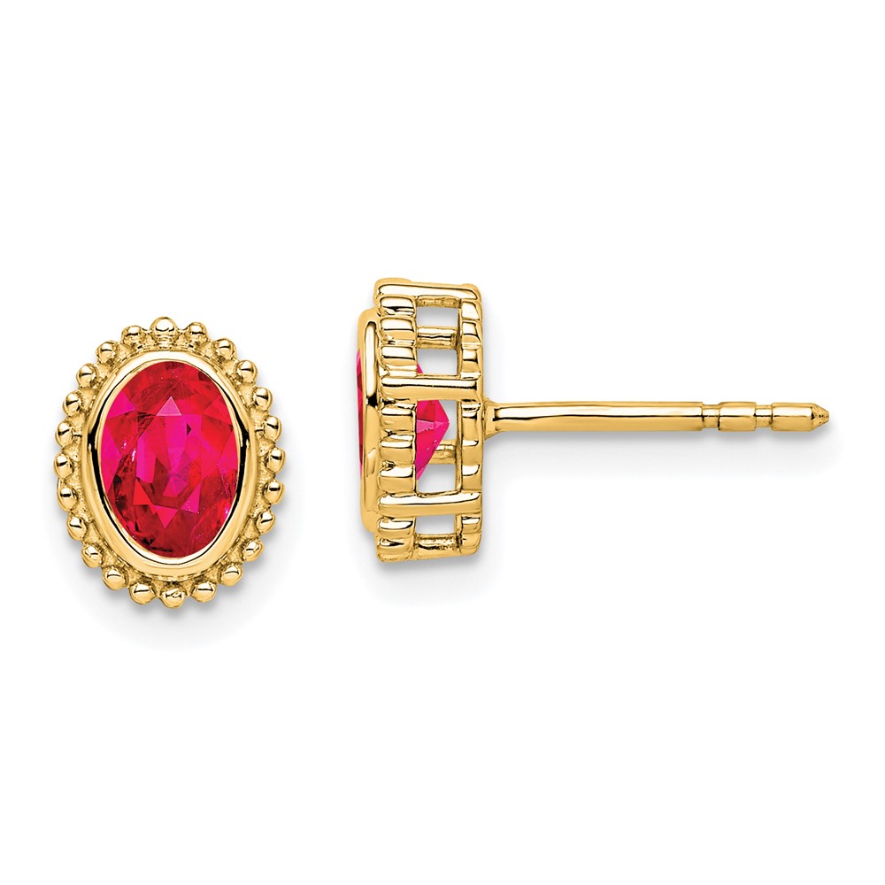 14k Oval Ruby Post Earrings