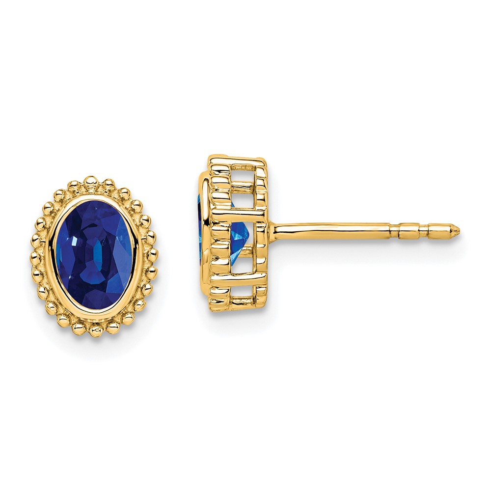 14k Oval Sapphire Post Earrings