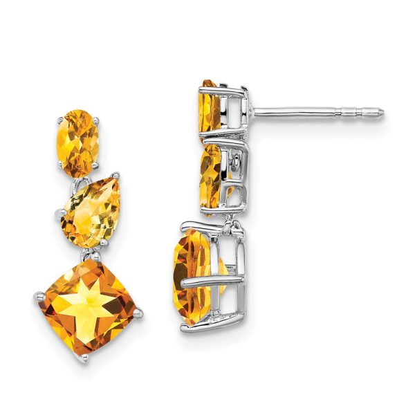 14k White Gold Citrine Dangle Earrings