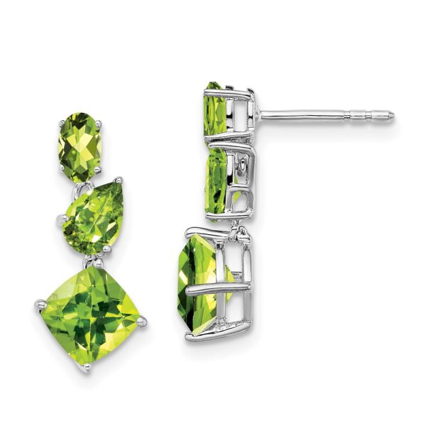 14k White Gold Peridot Dangle Earrings