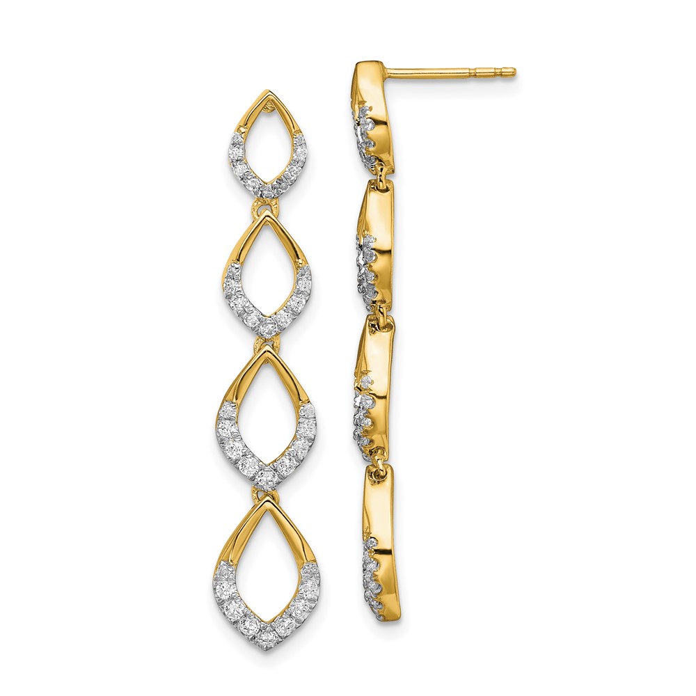 14k Polished Dangle Diamond Post Earrings