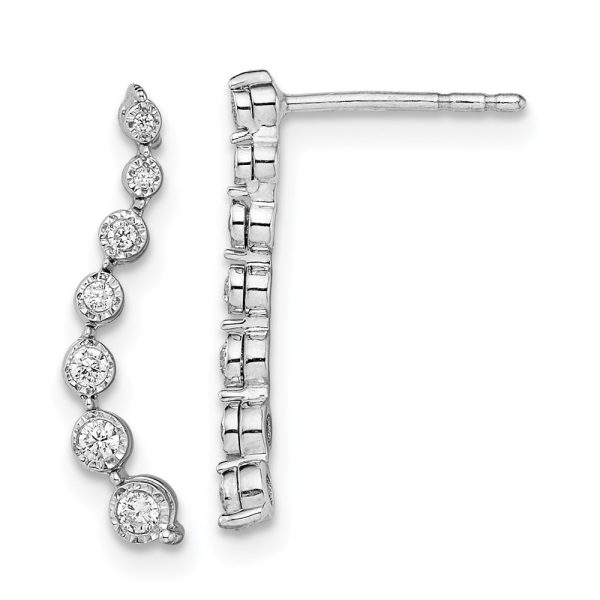 14k White Gold Graduating Diamond Post Earrings