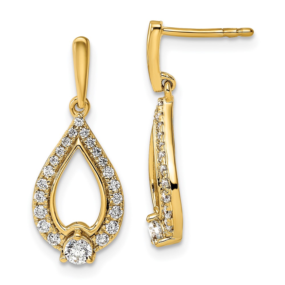 14k Gold Diamond Post Dangle Earrings