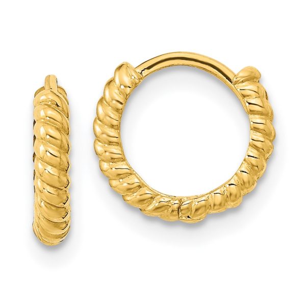 14K Madi K Polished Textured Hoop Earrings