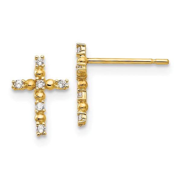 14k Madi K CZ Children’s Cross Post Earrings