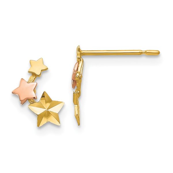 14k Yellow & Rose Gold Madi K D/C Children’s Star Post Earrings