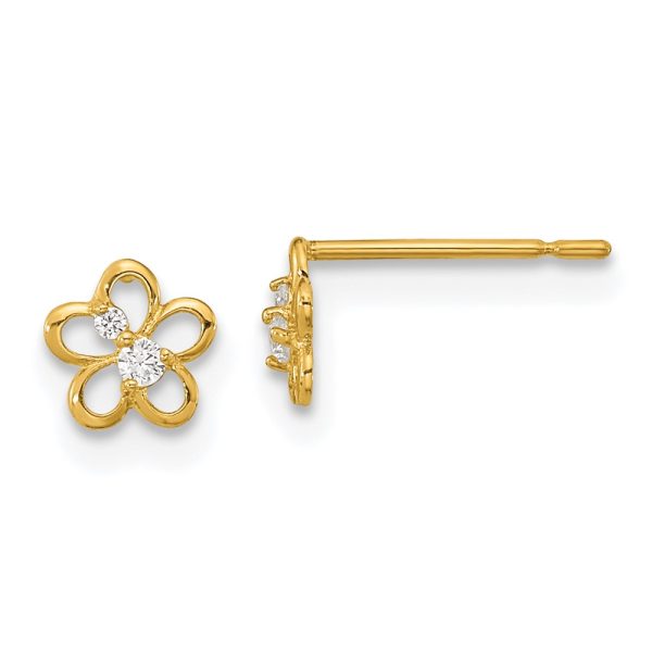 14k Madi K CZ Children’s Flower Post Earrings