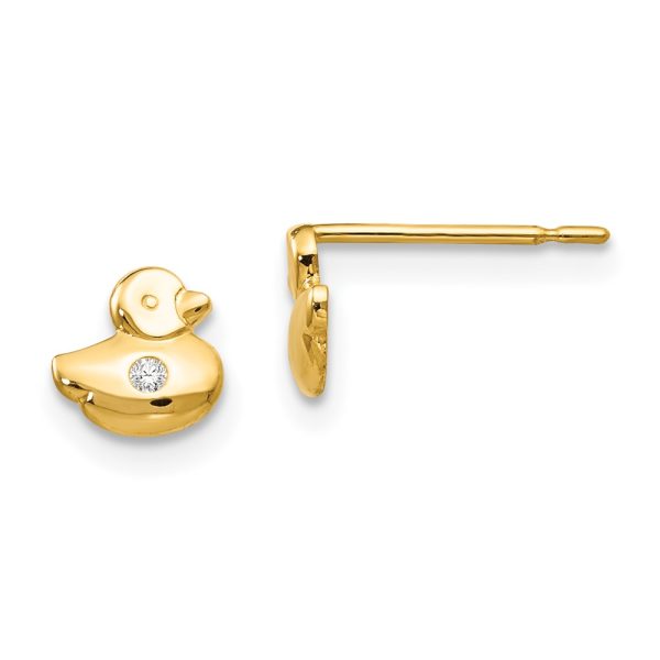 14k Madi K CZ Children’s Duck Post Earrings