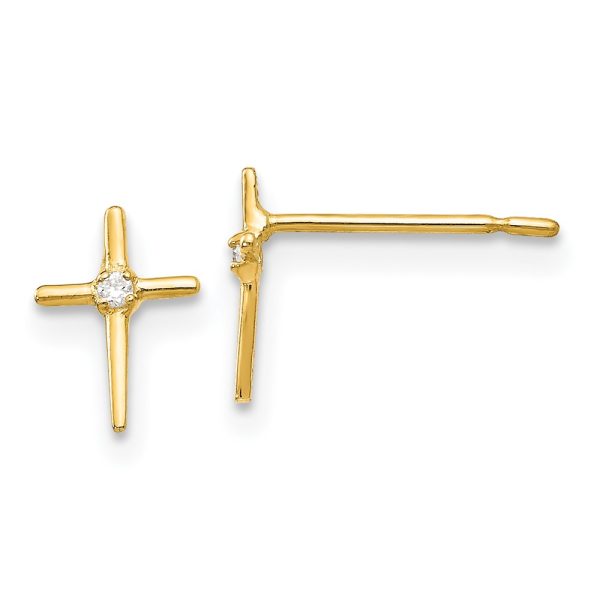 14k Madi K CZ Children’s Cross Post Earrings