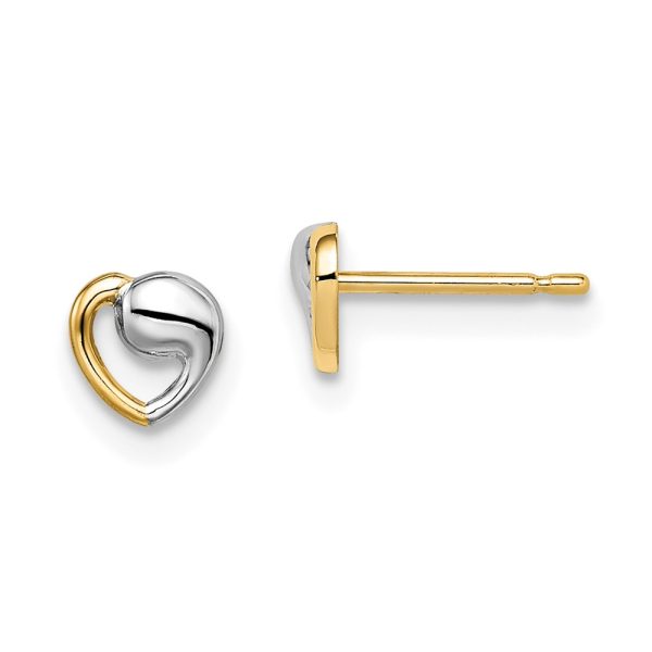 14k Madi K & White Rhodium Heart Post Earrings