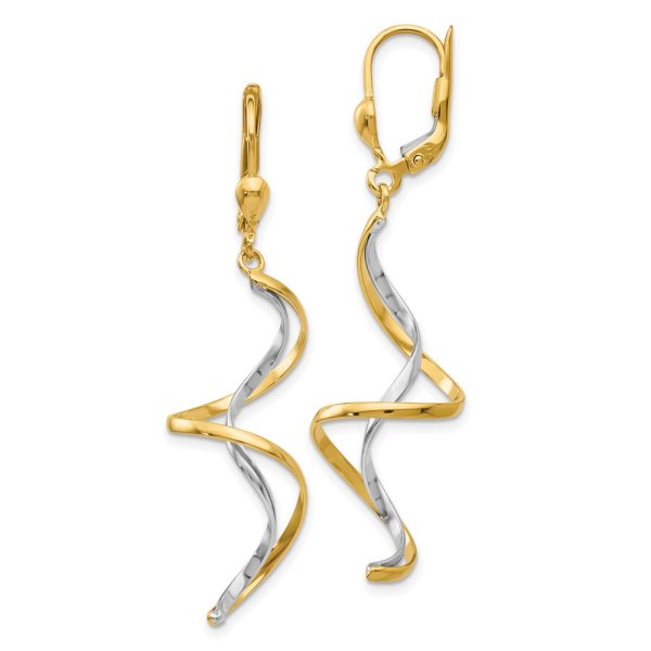 14k Two-tone Spiral Dangle Earrings