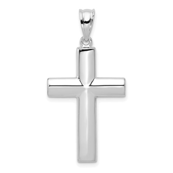 14k White Gold Hollow Cross Pendant