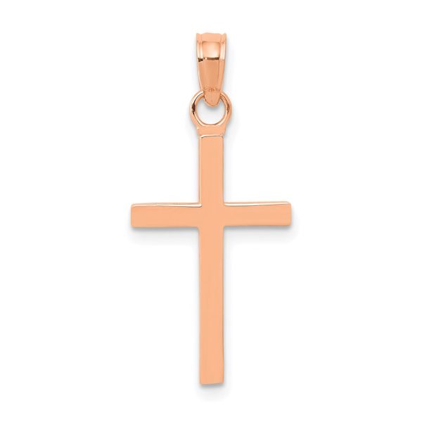 14k Rose Gold Polished Cross Pendant