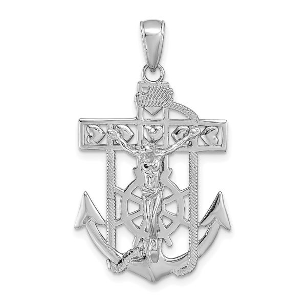 14k White Gold Mariner’s Crucifix Pendant