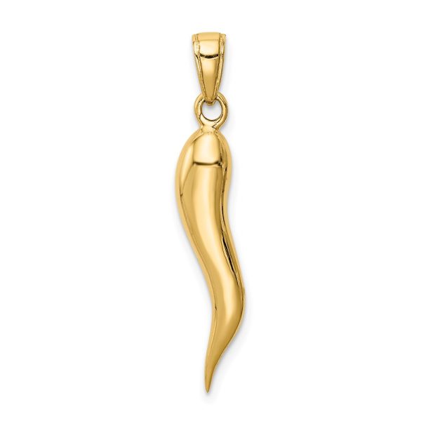 14k Large 3D Italian Horn Pendant