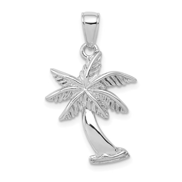 14k White Gold Palm Tree Pendant