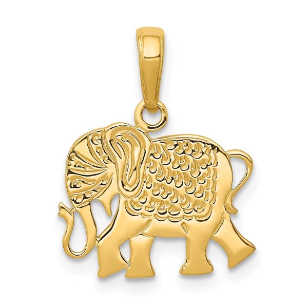 14k Textured Elephant Pendant