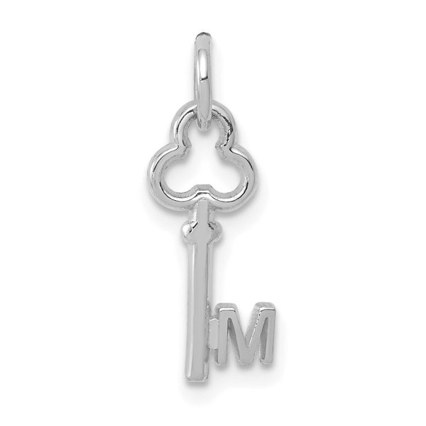 14K White Gold Key Letter M Initial Charm